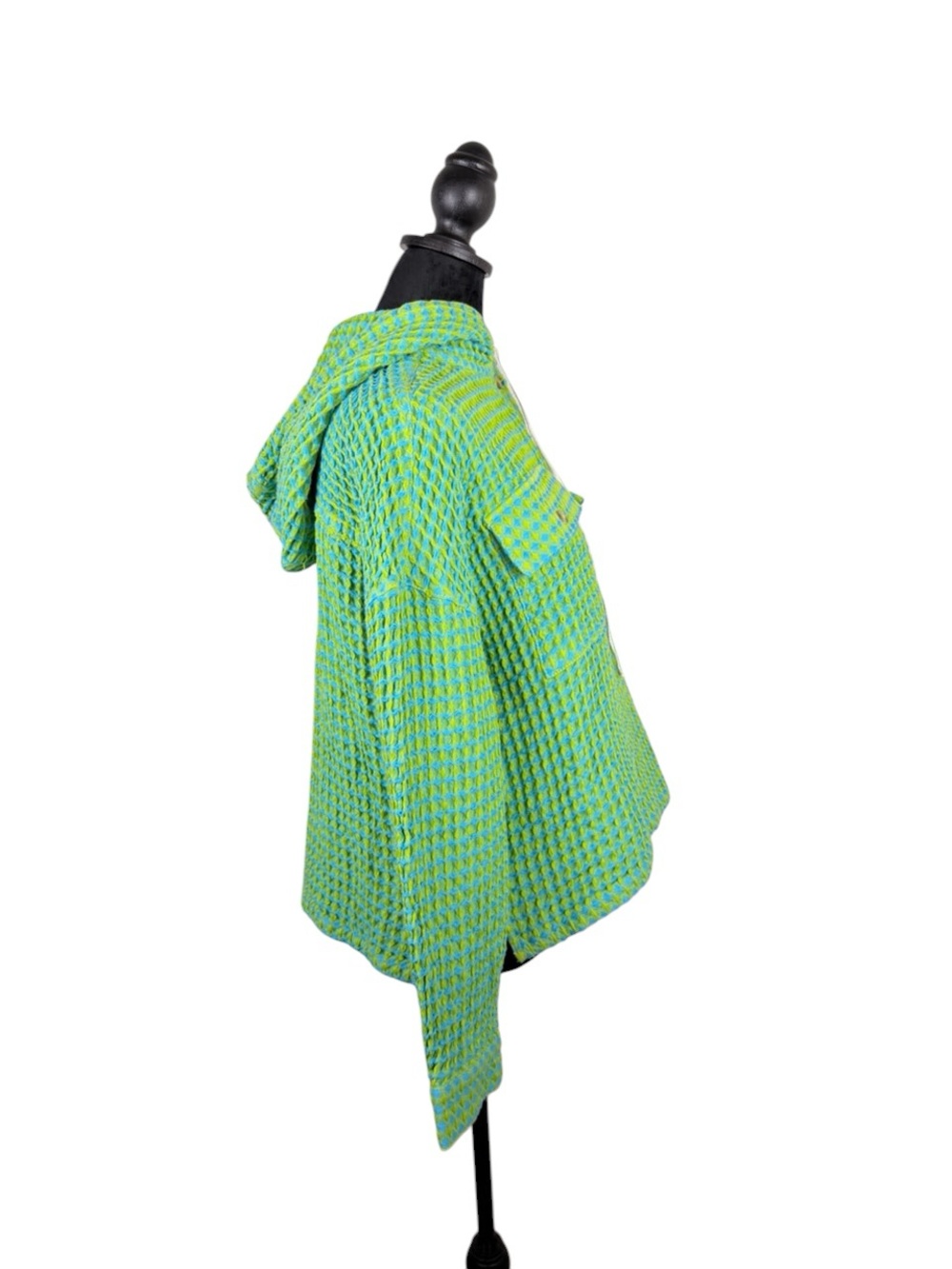 BDG Urban Outfitters Baja Stanley Waffle Hoodie Blue Green Top S - Picture 5 of 8